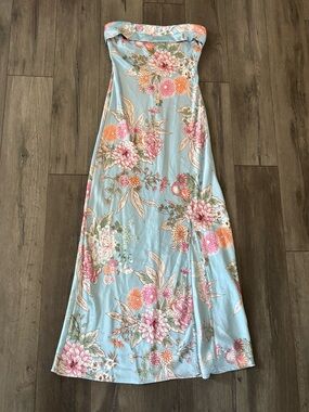 Altar’d State Strapless Floral Satin Dress